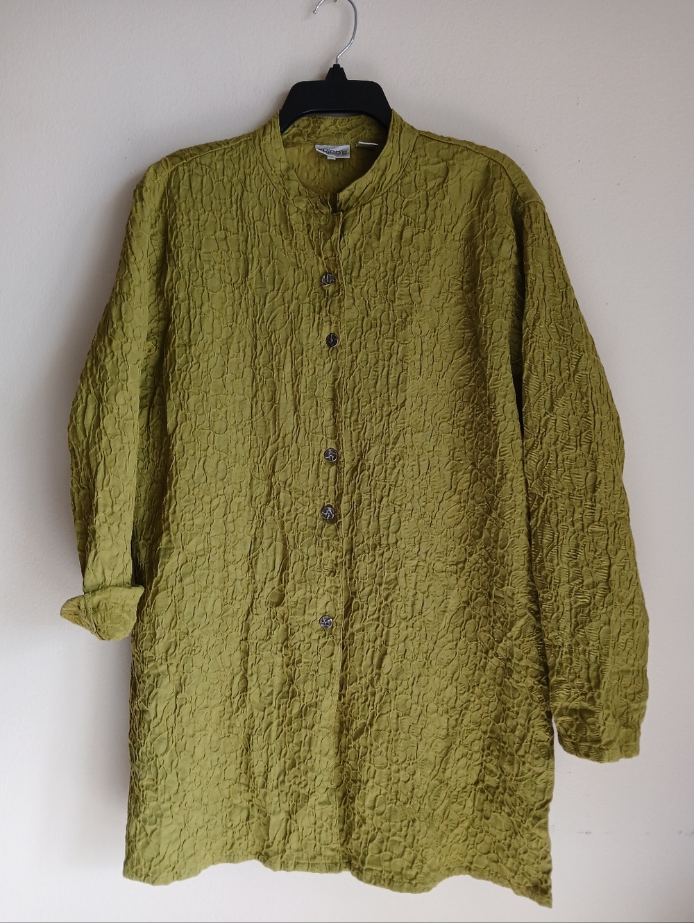 Chico's Green Button Front Textured Tunic Top